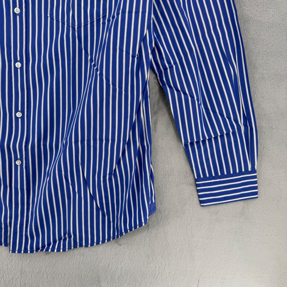 Lacoste Regular Fit Striped Button Down Shirt Mens XL 45 White Cotton Blue - Picture 13 of 16